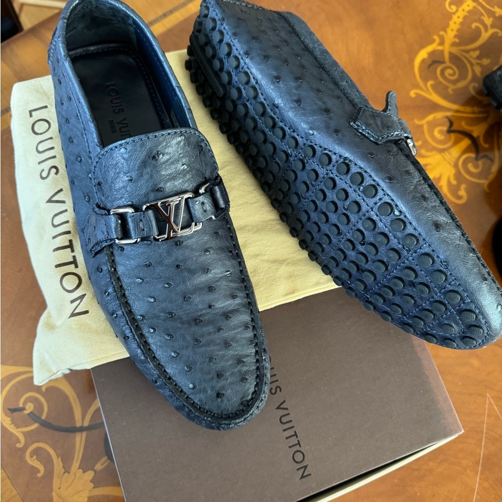 Louis Vuitton Men's Textured Black Loafers